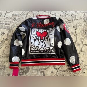 Members Only Black and Red Graphic Jacket